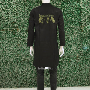 Black Radha Krishna Hand-Painted Pattachitra Kurta