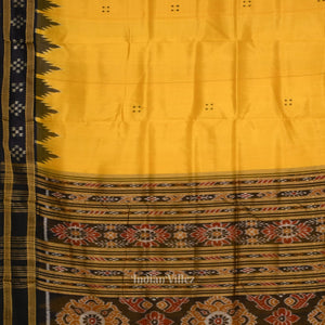Yellow Black Border Pasapali Odisha Ikat Khandua Silk Saree