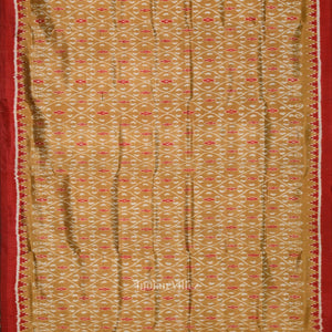 Mustard Yellow Red  Pasapali Odisha Ikat Contemporary Designer Silk Saree