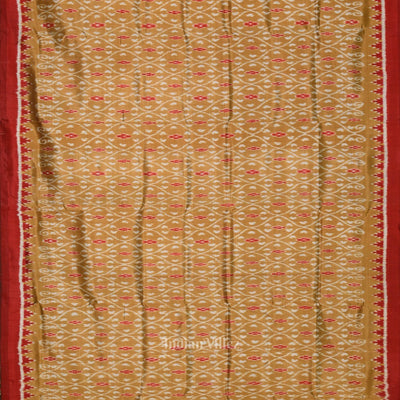 Mustard Yellow Red  Pasapali Odisha Ikat Contemporary Designer Silk Saree
