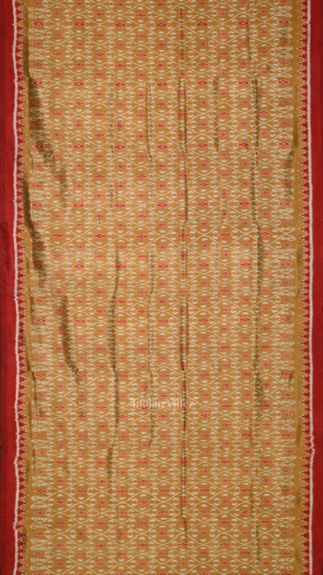 Mustard Yellow Red  Pasapali Odisha Ikat Contemporary Designer Silk Saree