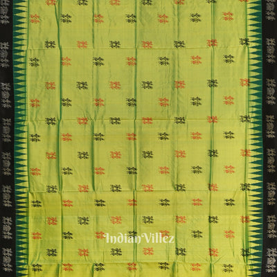 Parrot Green Tribal Theme Odisha Ikat Sambalpuri Silk Saree