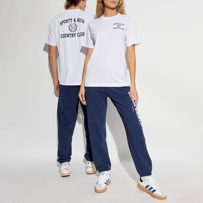 SPORTY & RICH | VARSITY CREST T-SHIRT { WHITE/NAVY