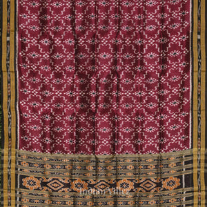 Maroon Black Khandua Ikat Silk Saree