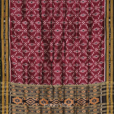 Maroon Black Khandua Ikat Silk Saree