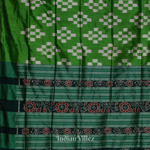 Green Grey Pasapali Theme Sambalpuri Silk Saree
