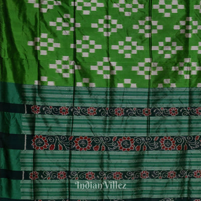 Green Grey Pasapali Theme Sambalpuri Silk Saree