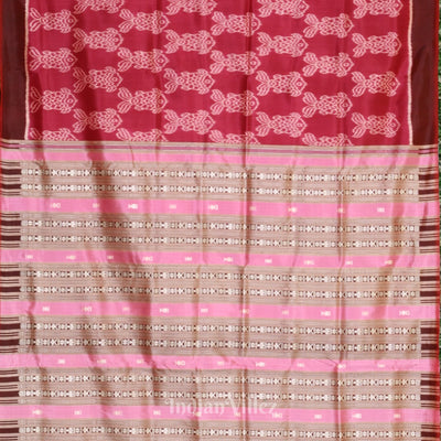 Wine Contemporary Odisha Handloom Silk Saree