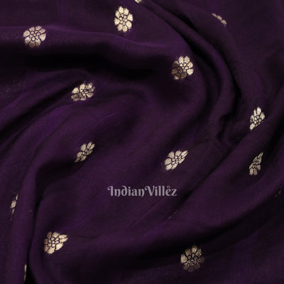 Violet Shikargah Theme Tussar Khaddi Georgette Banarasi Saree