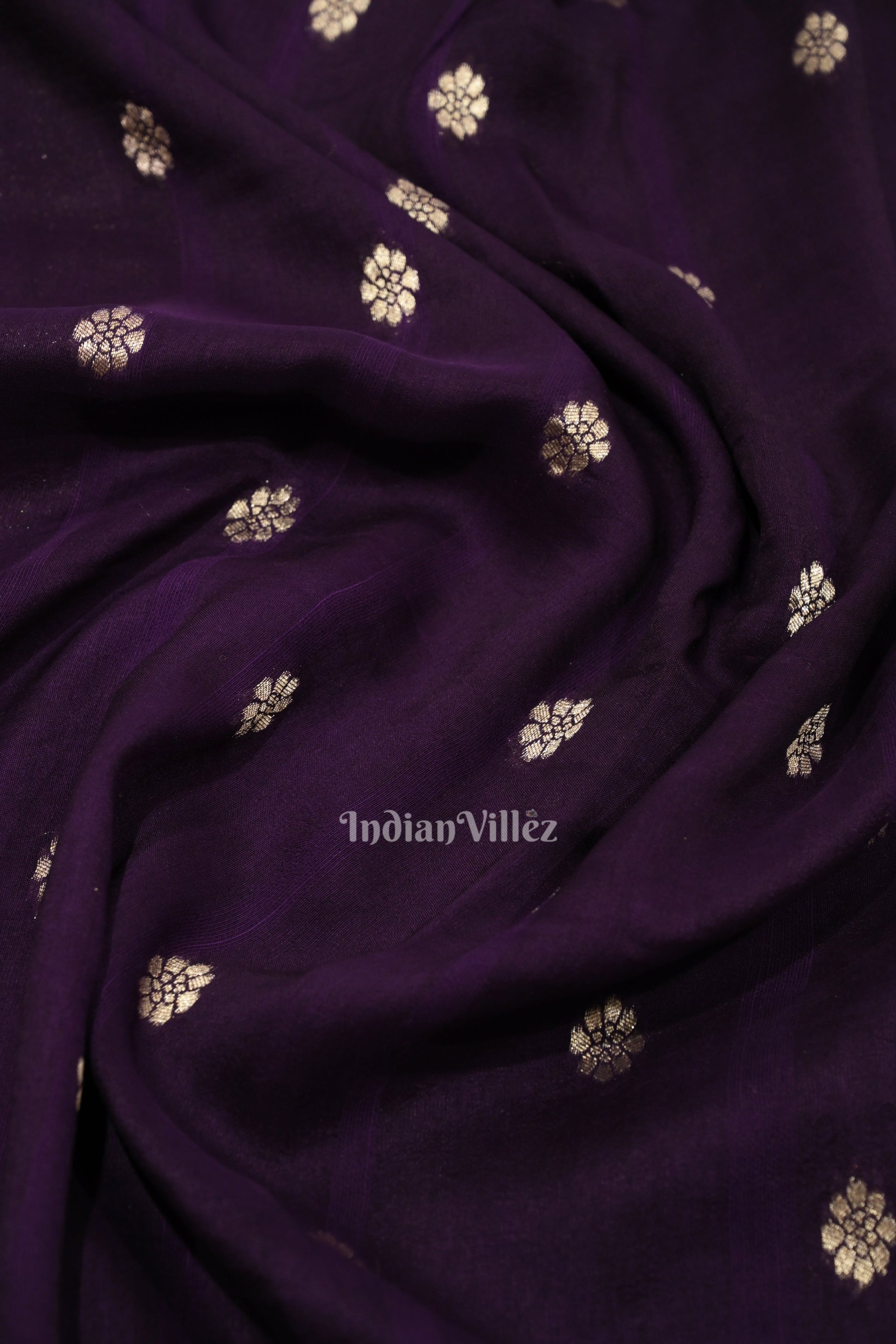 Violet Shikargah Theme Tussar Khaddi Georgette Banarasi Saree