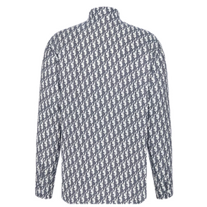 Dior Oblique Shirt White and Blue Silk Twill