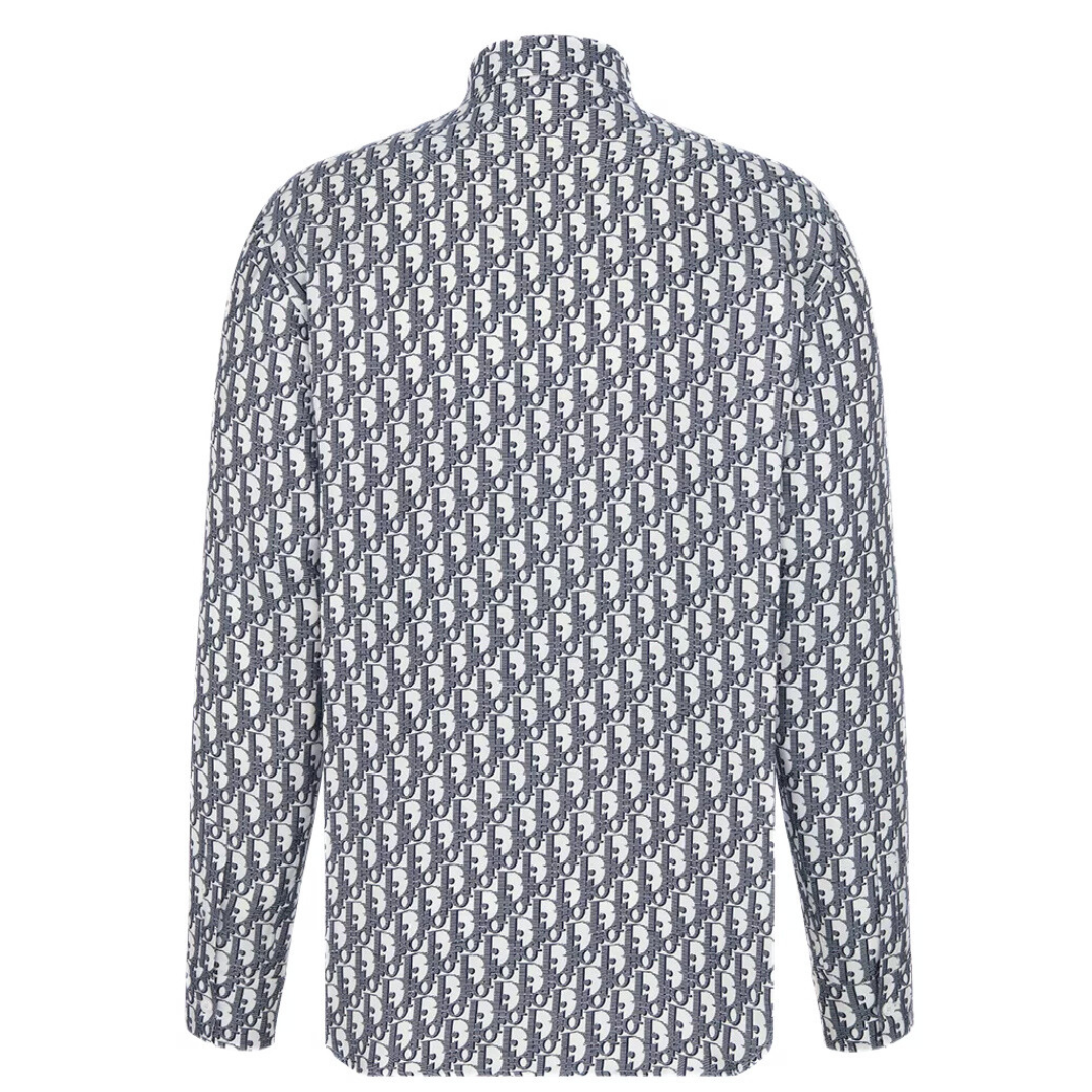 Dior Oblique Shirt White and Blue Silk Twill