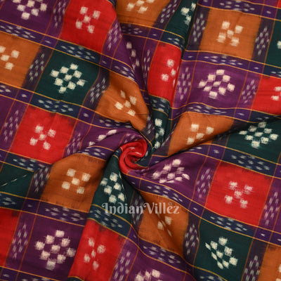 Multi Color Pasapali Sambalpuri Ikat Cotton Fabric