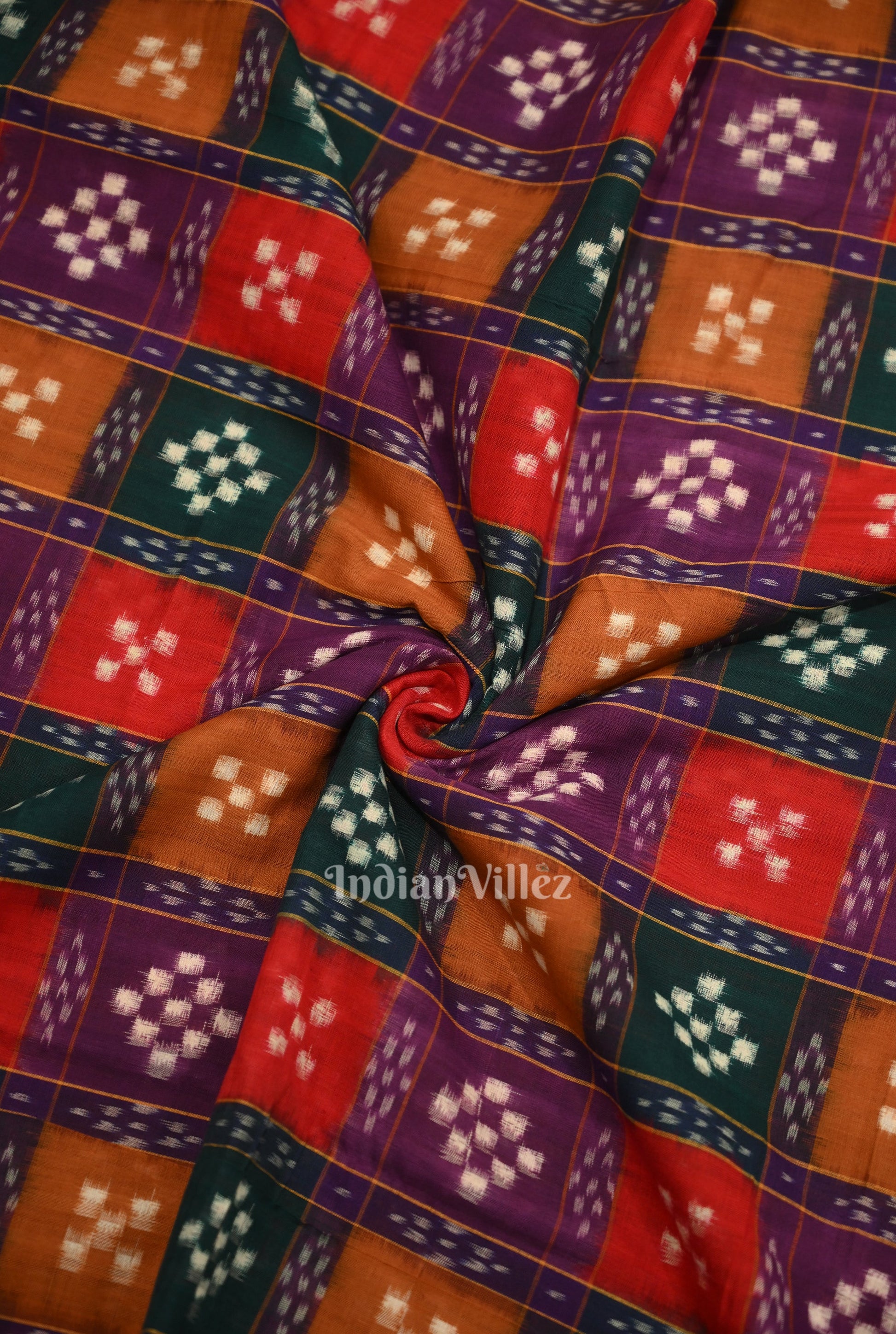 Multi Color Pasapali Sambalpuri Ikat Cotton Fabric