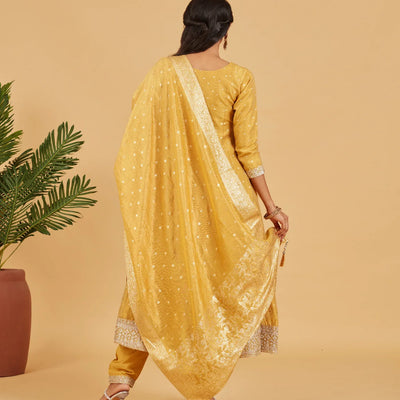 Yellow Anarkali Set With Matching Dupatta