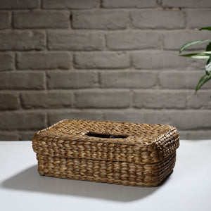 Brown - Handmade Organic Water Hyacinth Rectangular Tissue Box 01