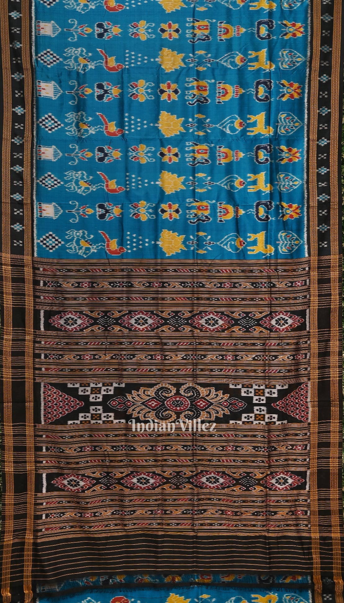 Cupper Sulphate Black Pasapali Nabakothi Nabarangi Khandua Silk Saree