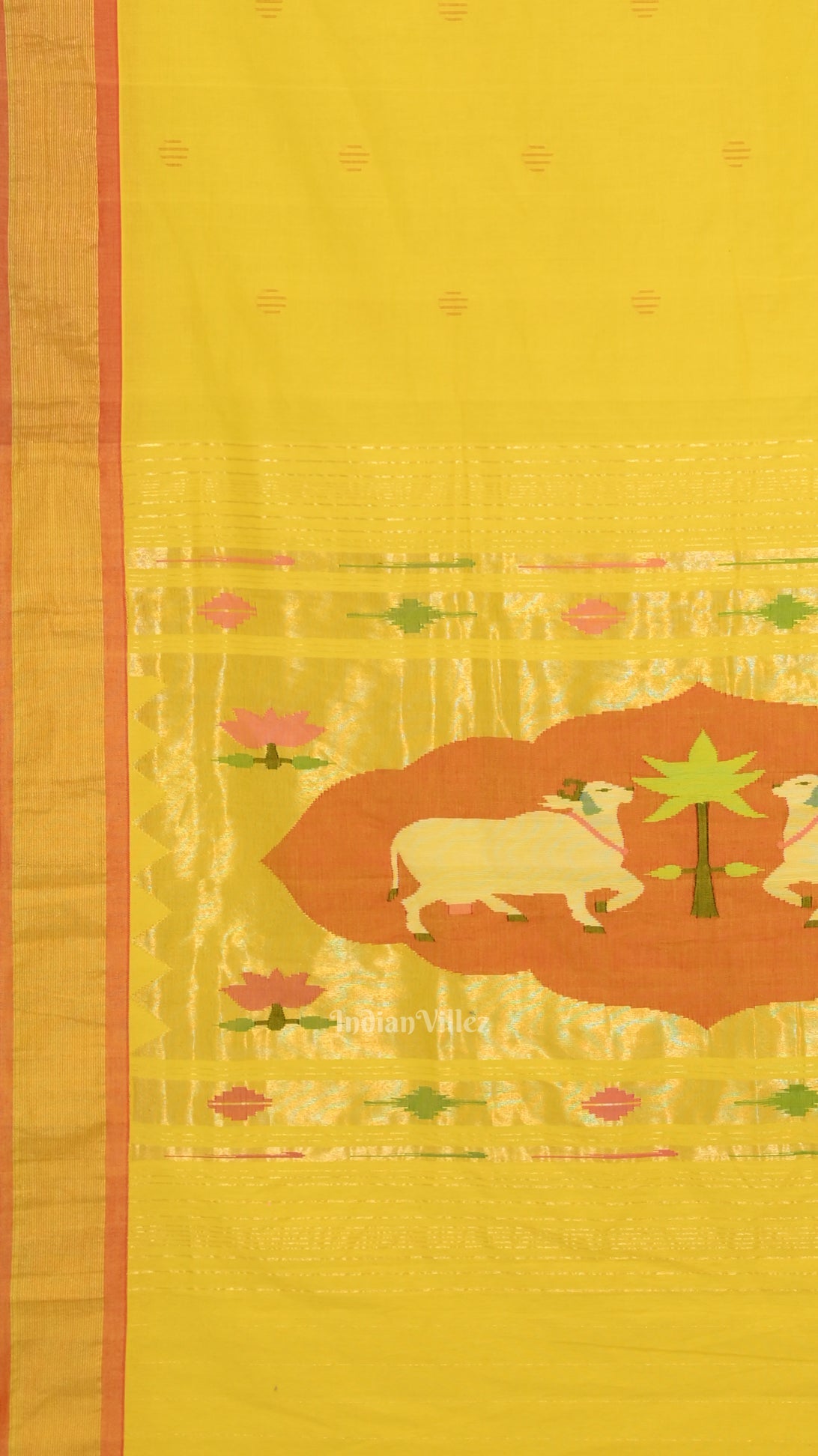 Yellow Butta Design Cotton Paithani Saree