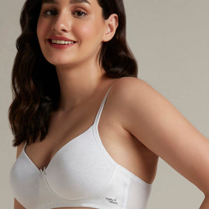 Simply Soft Padded Non-Wired Cotton Bra - White