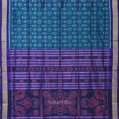 Deep Blue Tribal Theme Sambalpuri Silk Saree