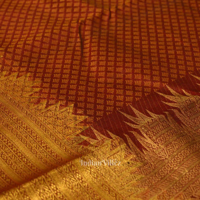 Golden Maroon Pure Kanjivaram Silk Saree