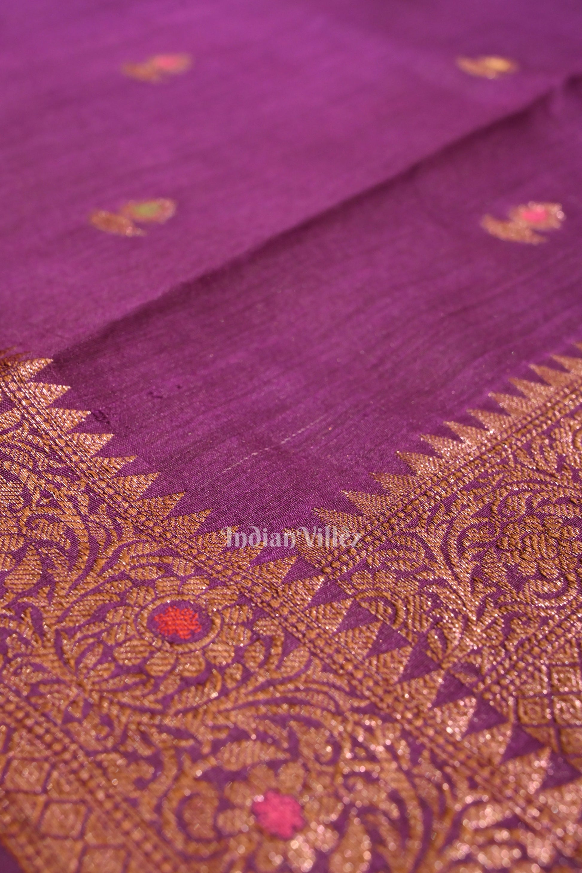 Purple Tussar Banarasi Saree