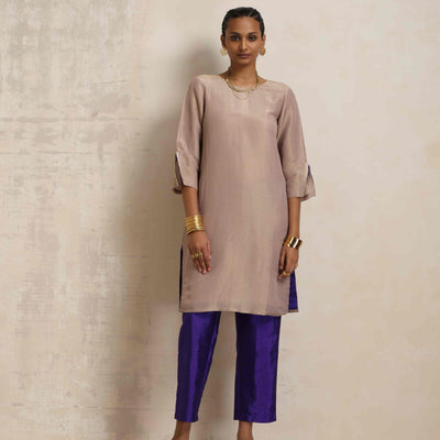 trueBrowns Lilac Tissue Kurta Co-ord Set