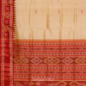 Cream Red Odisha Handloom Buti Theme Khandua Silk Saree