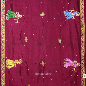 Purple Ram Sita Vivah Theme Pattachitra Saree