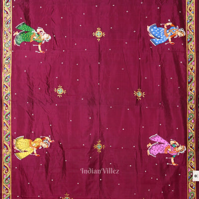 Purple Ram Sita Vivah Theme Pattachitra Saree