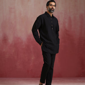 trueBrowns Men's Black Cotton Co-ord set