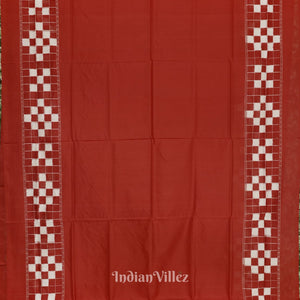 Pure Red Odisha Ikat Contemporary Silk Saree With Pasapali Theme
