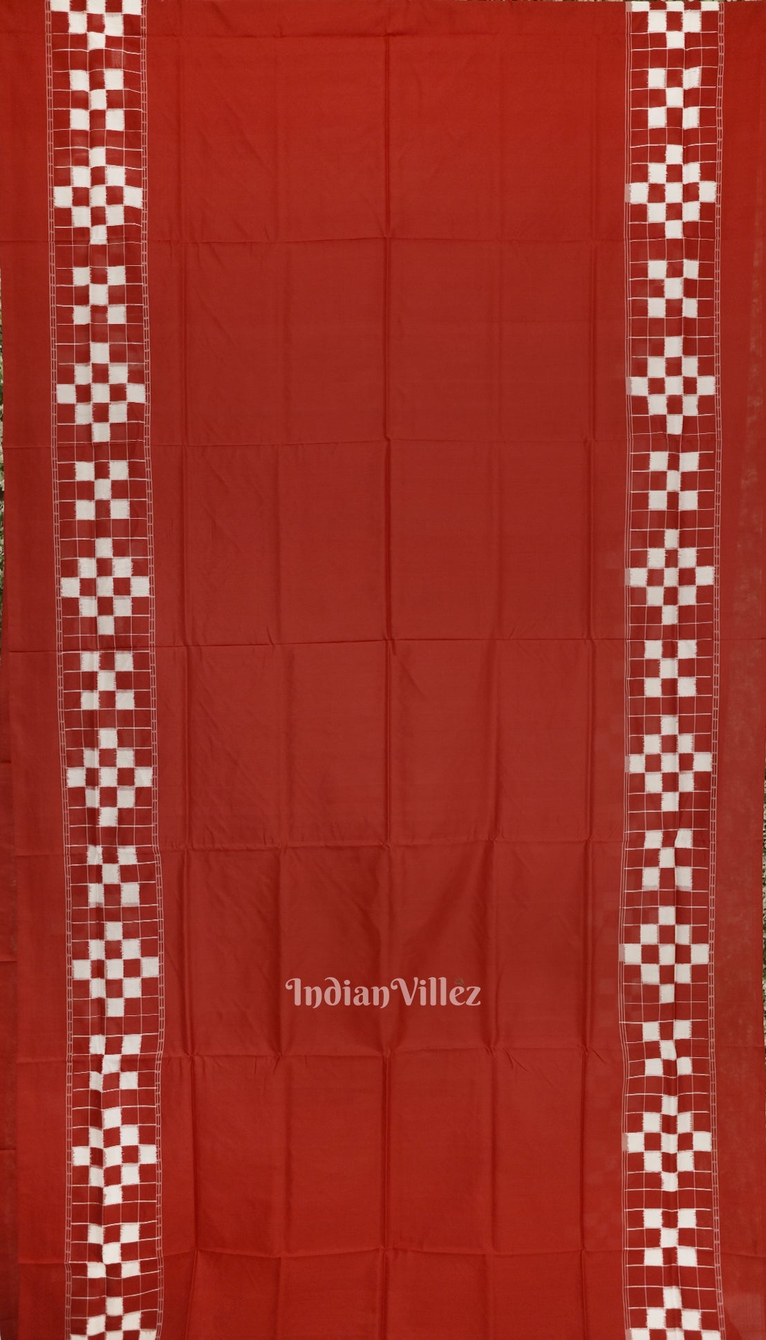 Pure Red Odisha Ikat Contemporary Silk Saree With Pasapali Theme