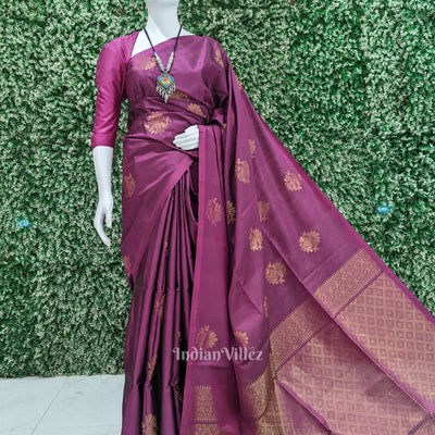 Maroon Golden Floral Design Pure Kanjivaram Soft Silk Saree