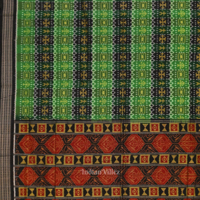 Green Black Odisha Ikat Sambalpuri Pure Cotton Saree