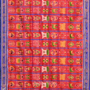 Cherry Red  Nabakothi  Odisha Handloom Khandua Silk Saree