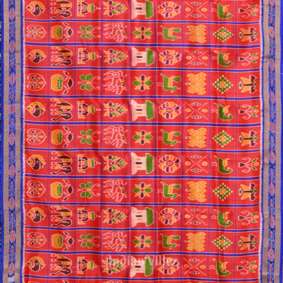 Cherry Red  Nabakothi  Odisha Handloom Khandua Silk Saree