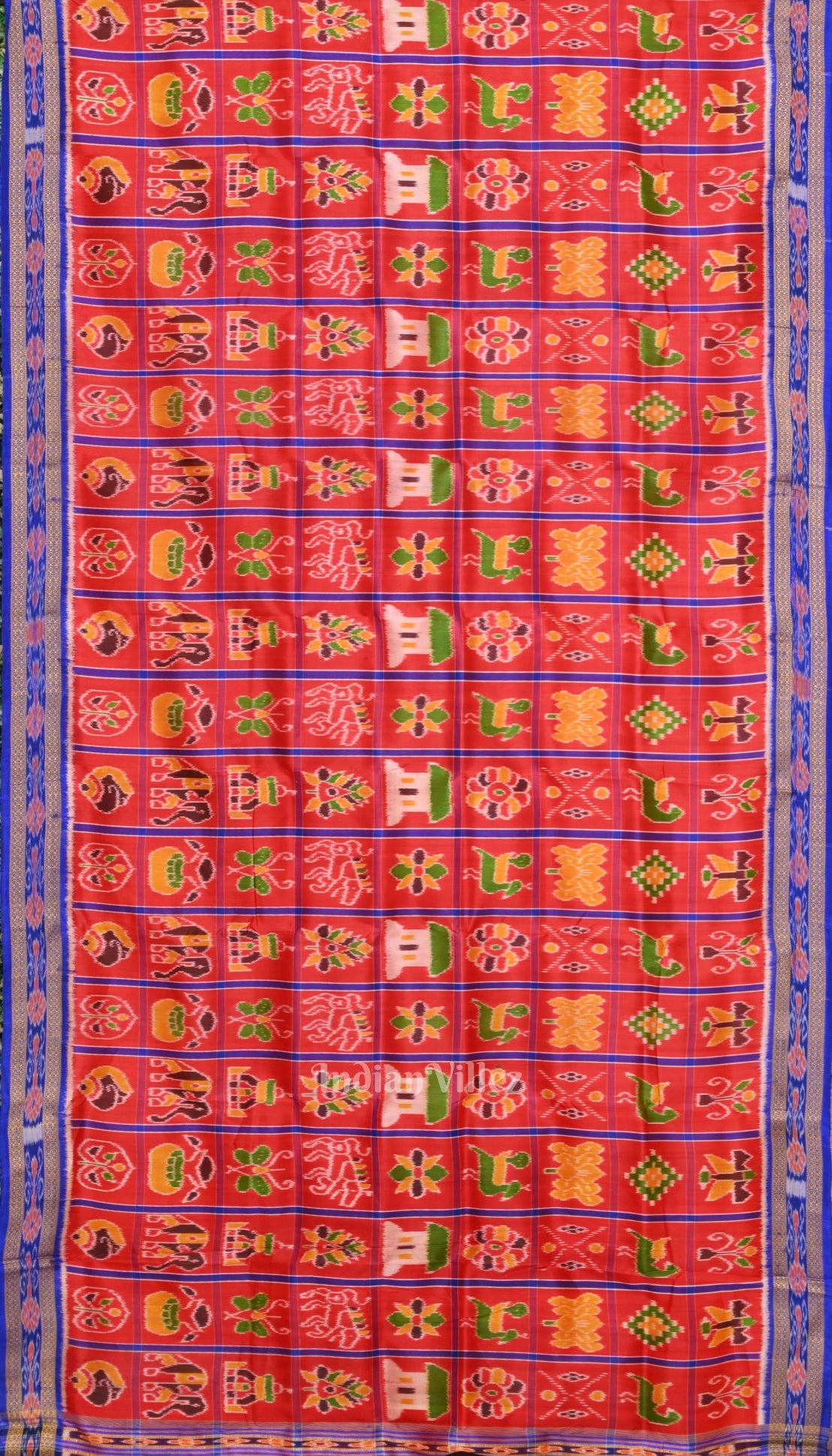 Cherry Red  Nabakothi  Odisha Handloom Khandua Silk Saree