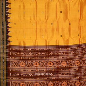 Yellow Maroon Buti Odisha Ikat Khandua Silk Saree