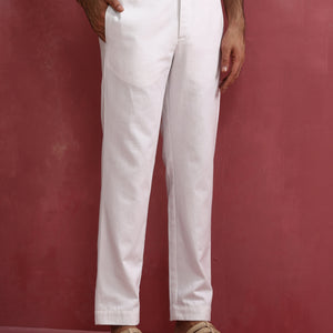 trueBrowns Men's White Cotton Twill Pant