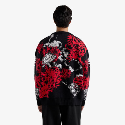 F A R A K | HALLUCINATION KNITTED SWEATSHIRT { BLACK/RED