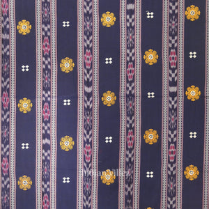 Navy Blue Yellow Flower Buti Odisha Ikat Sambalpuri Dress Material & Dupatta