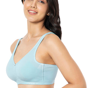 Cotton Chic Support Solid Non Padded Non-Wired Bra - Porcelain Blue