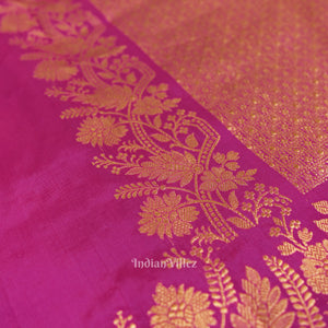 Purple Pink Designer Katan Banarasi Silk Saree