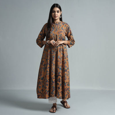 Brown - Kalamkari Printed Cotton Kurta