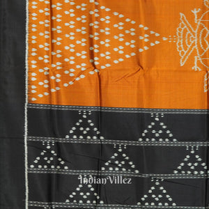 Deep Orange Odisha Ikat Jhoti Designer Contemporary Silk Saree