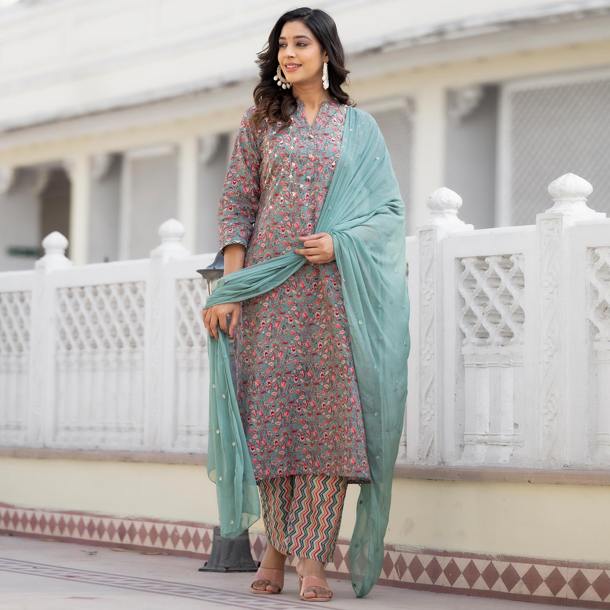 green-floral-printed-pure-cotton-straight-salwar-suit