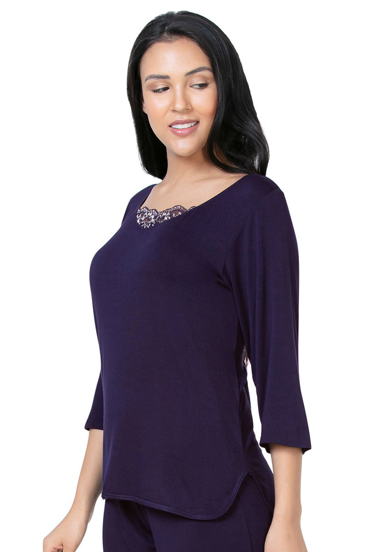 Lace Touch Sleep Top - Midnight