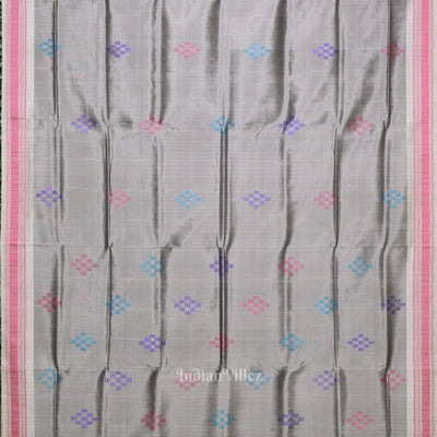 Gray Body Pasapali Double Pallu Berhampuri Silk Saree