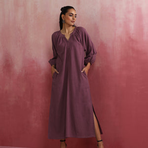 trueBrowns Light Purple Cotton Dobby Dress